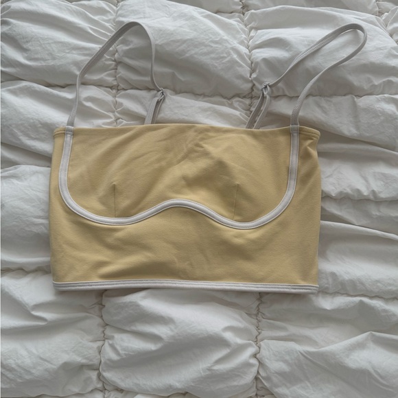 ALO Yoga Tops - ALO airbrush streamline Yoga Pale Yellow Bra.